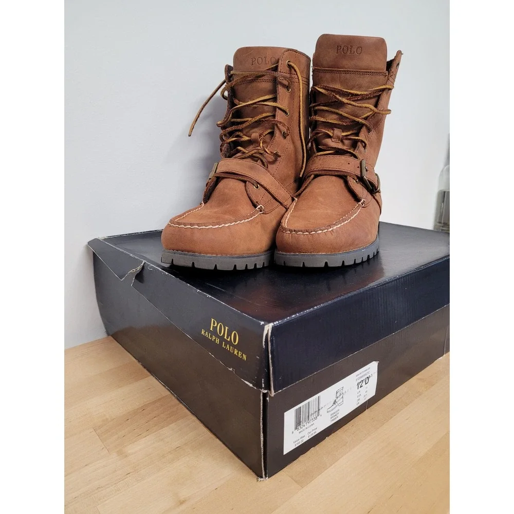 Polo Ralph Lauren Ranger Boots Mens 12 D Brown Brandy Timber Leather Moc Toe